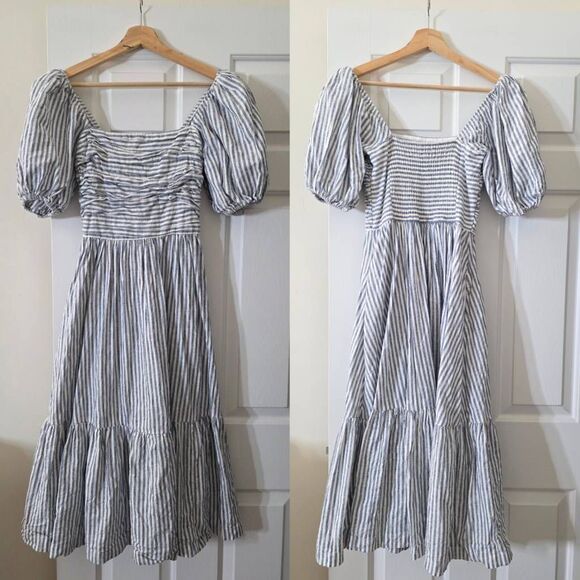 Abercrombie & Fitch Striped Midi Dress - Blue and White - Picture 2 of 12